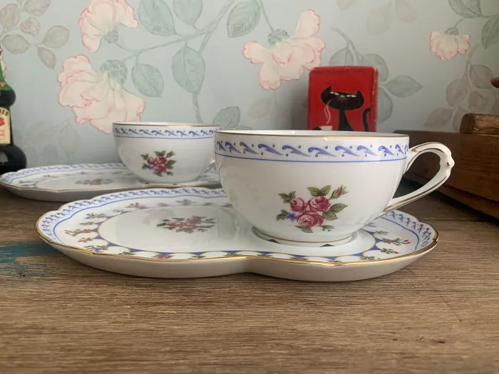 【30%OFF】フランス Limoges(リモージュ) BERNARDAUD スナックプレート 陶器 コーヒーカップ 皿 ヴィンテージ