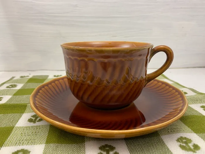 ベルギー 70s Boch ボッホ コーヒーカップ 飴色 ブラウン 陶器 ヴィンテージ