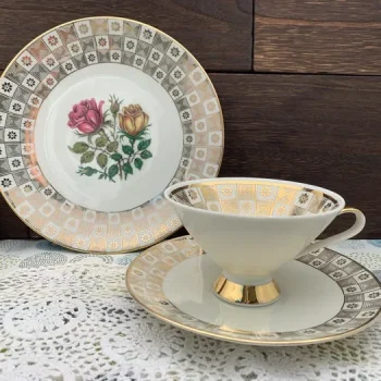 ドイツ 50s ババリア 薔薇 コーヒーカップ ソーサー ケーキ皿