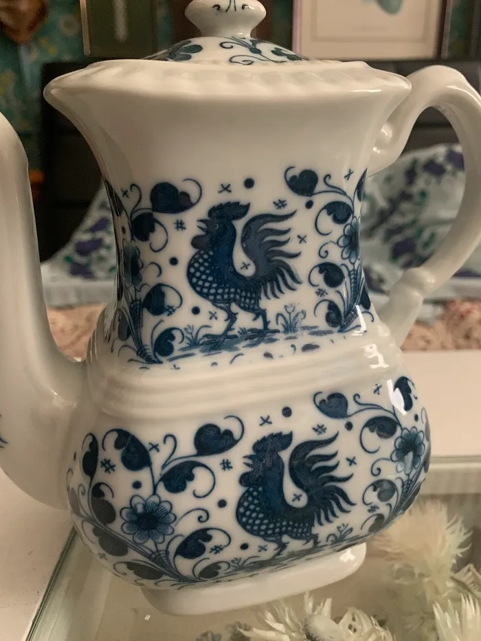 オランダ コーヒーポット 陶器 ニワトリ アンティーク | Blue