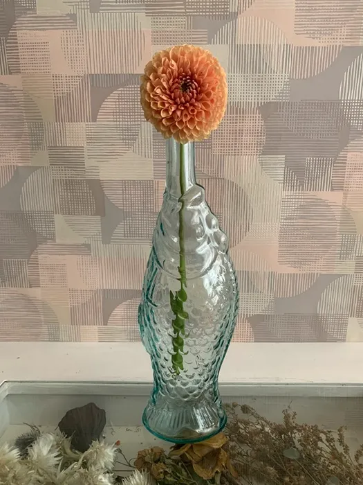 オランダ 70s 魚 グリーンガラス アンティーク ボトル 花瓶