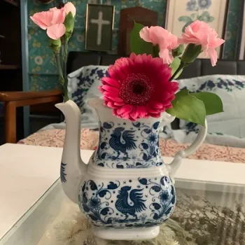 陶器の花瓶 鳥と花のデザイン BT00002-350x350.webp