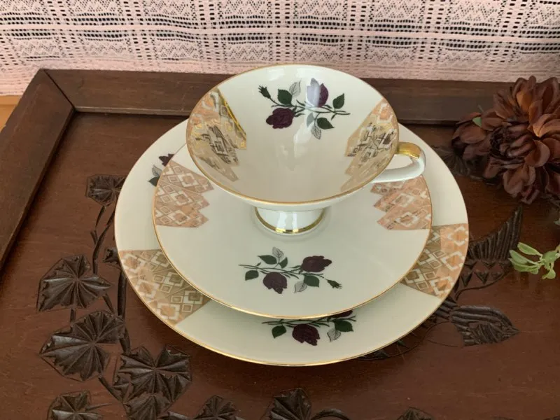 ドイツ 70s ババリア コーヒーカップ ソーサー ケーキ皿 陶器 ヴィンテージ