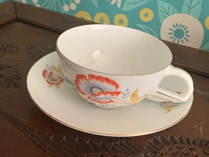 チェコスロバキア 30s Victoria China コーヒカップ＆ソーサー