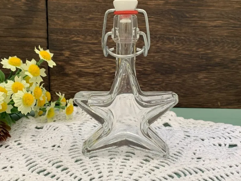 ドイツ 70s 星形 ガラス ボトル 蓋付 ヴィンテージ