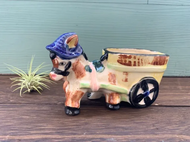 【20%OFF】日本 60s ロバ 馬車 プランター 花瓶 陶器 ヴィンテージ