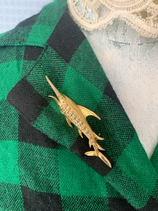 アメリカ 70s ブローチ 魚 カジキマグロ ゴールド ヴィンテージ