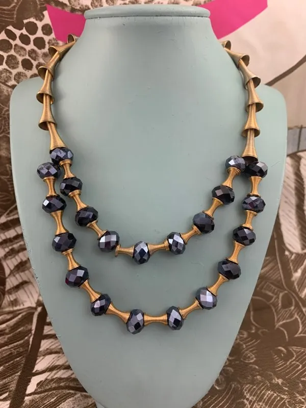 ドイツ 80s ネックレス シャイニー ガラス ヴィンテージ