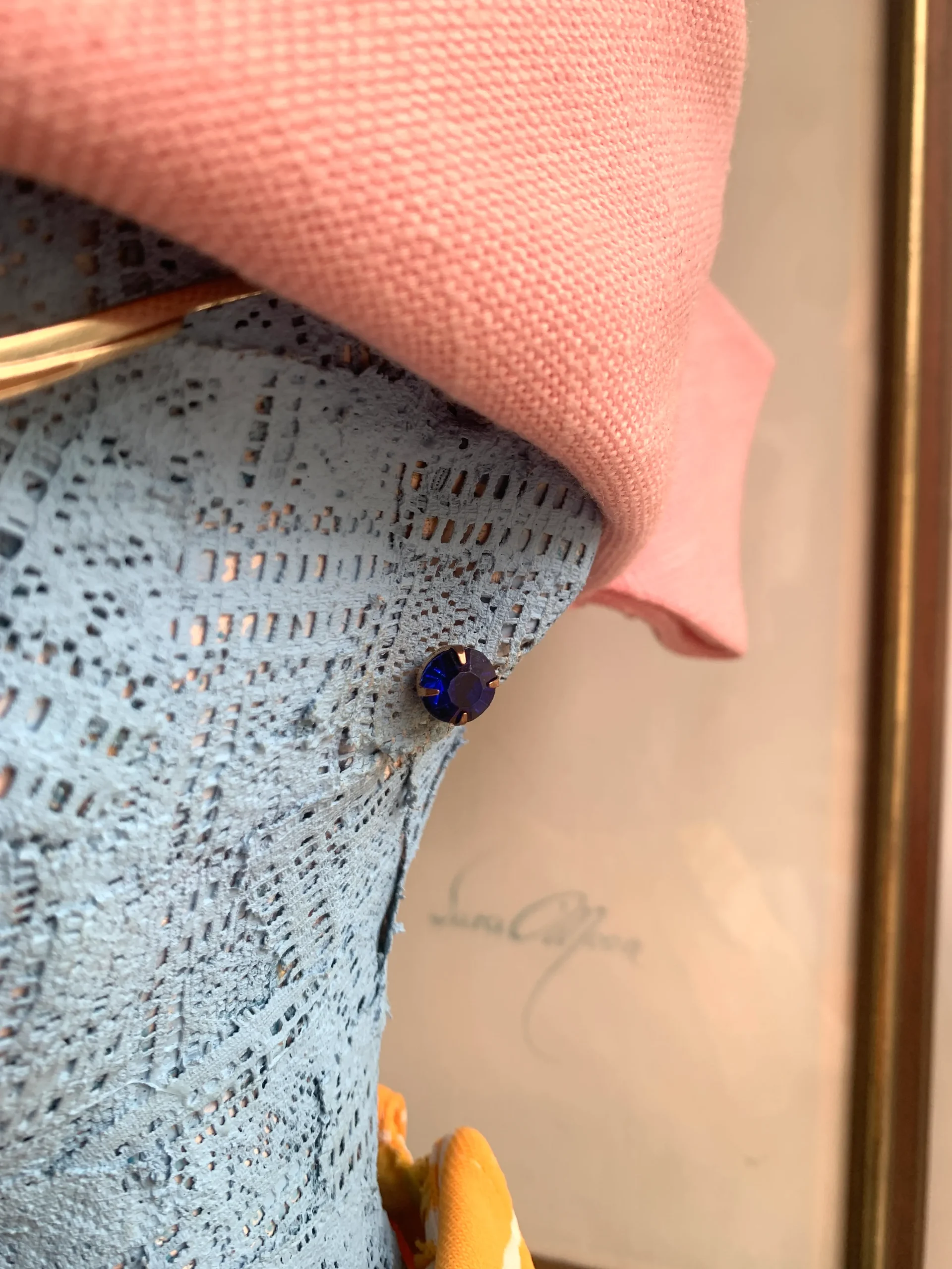 フランス 80s コバルトブルーガラス ピアス ヴィンテージ