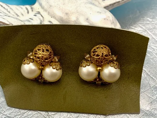 フランス 50s イヤリング 三菱 パール ヴィンテージ