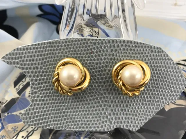 アメリカ 80s トリファリ イヤリング ゴールド パール ヴィンテージ