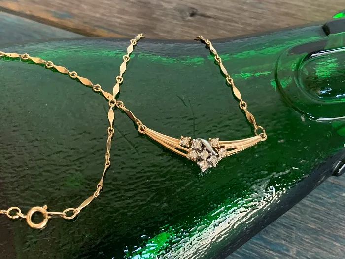 アメリカ 70s Piscitelli ネックレス お花 ラインストーン ゴールド ヴィンテージ コスチュームジュエリー