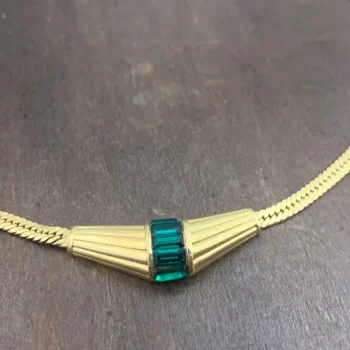 70s D'ORLAN ドーラン エメラルド ゴールド ヴィンテージ ネックレス