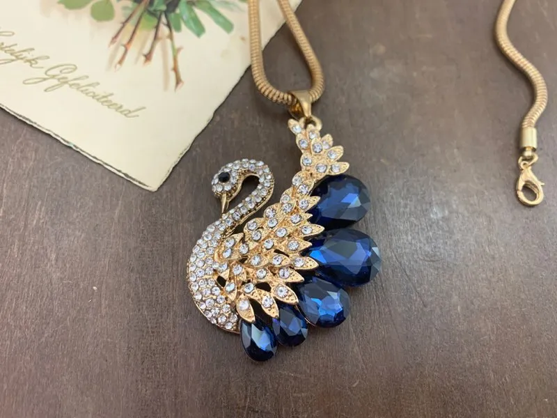 フランス 80s ネックレス 白鳥 スワン ラインストーン ヴィンテージ