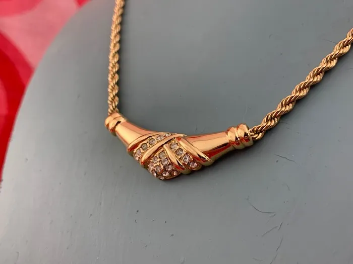 -SOLDOUT-フランス 70s GIVENCHY ジバンシィ ヴィンテージ ネックレス ゴールド ラインストーン