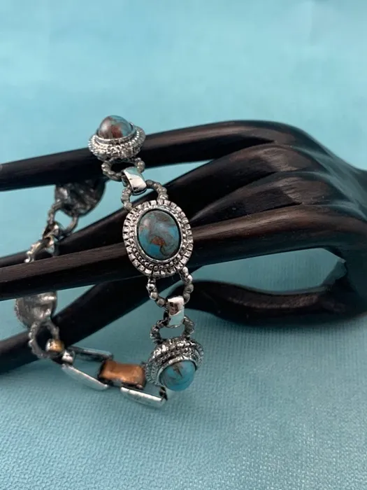 アメリカ 70s ブレスレット ブルーストーン シルバー ヴィンテージ