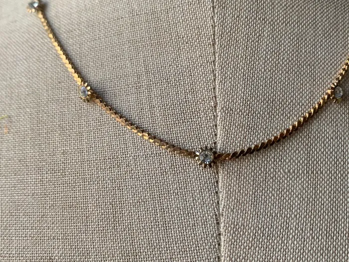 ベルギー 80s ネックレス ガラスストーン ゴールドチェーン ヴィンテージ