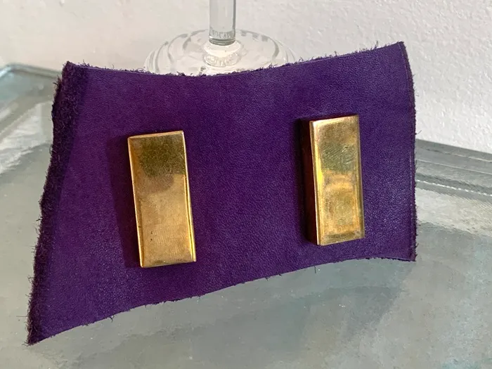 フランス 80s イヤリング ゴールド 長方形 ビンテージ